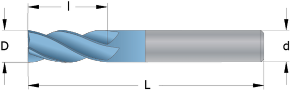 Drawing of a Solid Carbide End Mill