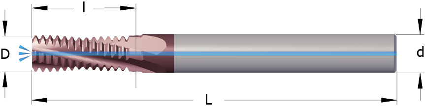 Drawing of a Solid Carbide Thread Mill with Internal Axial Coolant