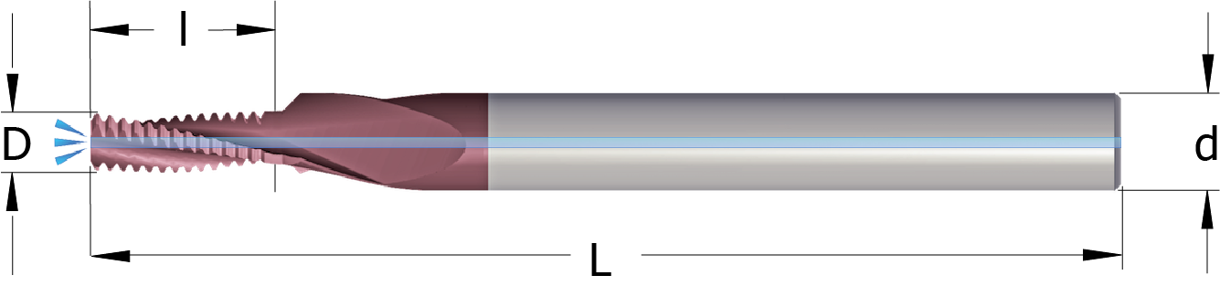 Drawing of a Solid Carbide Thread Mill with Internal Axial Coolant