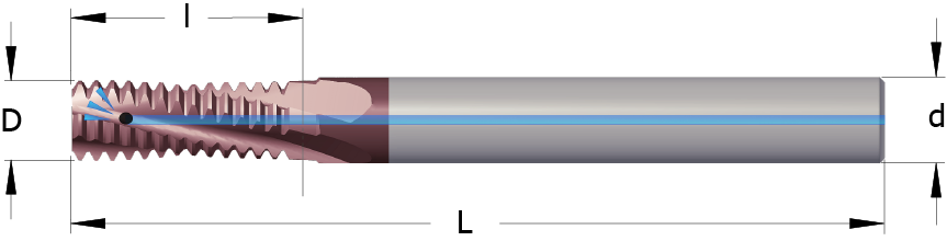 Drawing of a Solid Carbide Thread Mill with Internal Radial Coolant