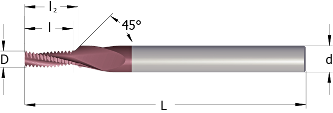 Drawing of a Solid Carbide Thread Mill with Chamfer